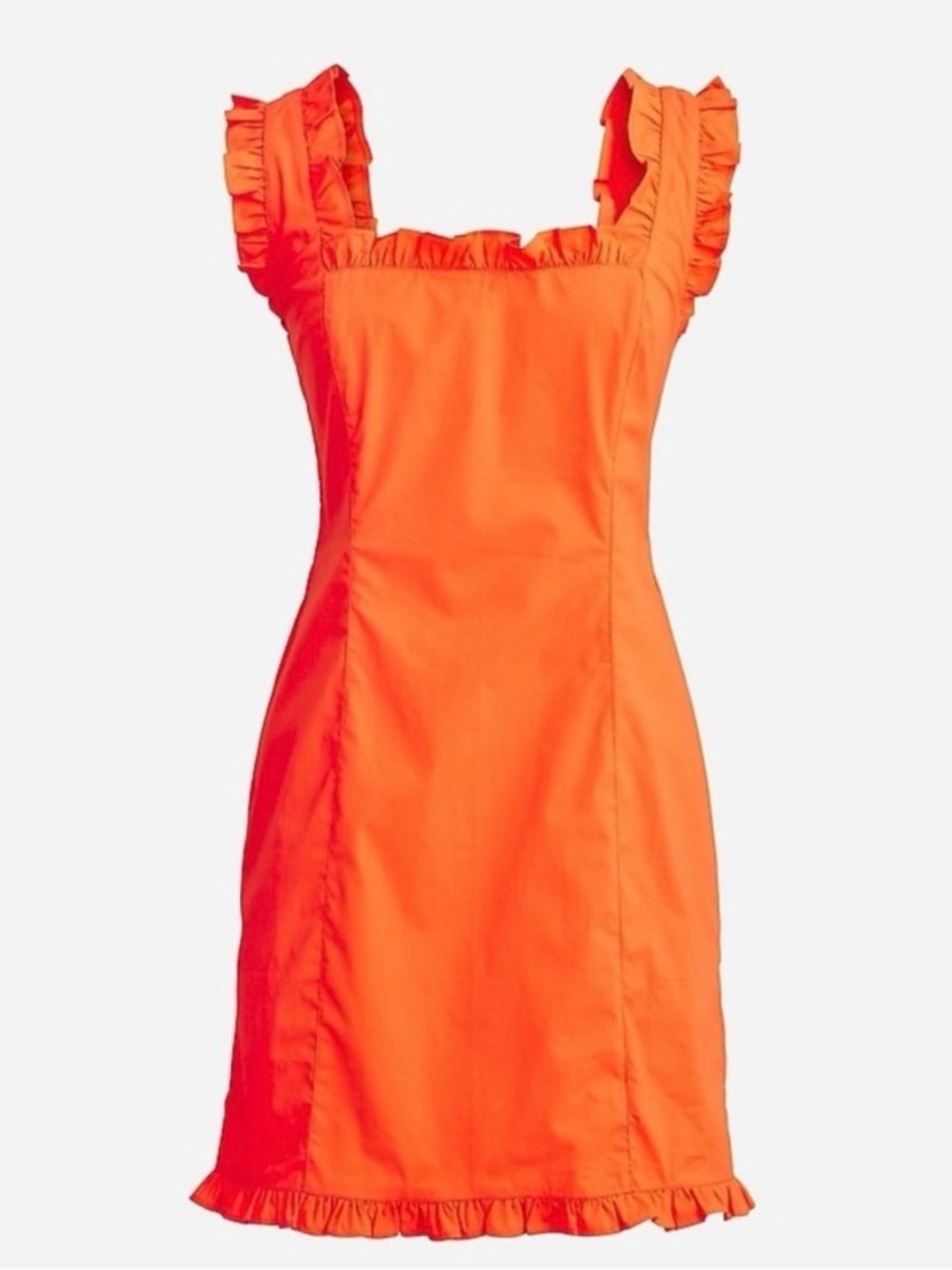J. Crew Bright Orange Ruffled Strap Mini Dress